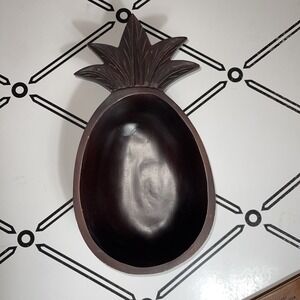 Pineapple Bowl Brown Mango Wood Hawaiian Luau Party Serving Bowl